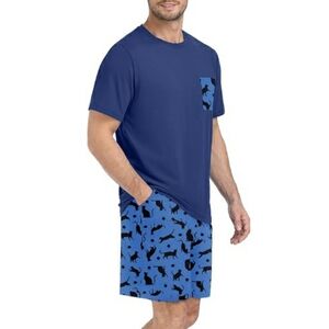 Men's Pajama Set Sleepwear Lightweight Short Sleeve Blue